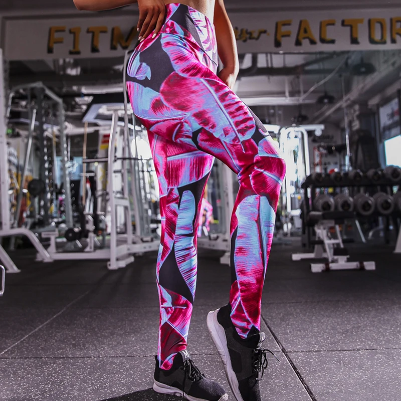 Женские спортивные Леггинсы пуш-ап с цветочным принтом летние модные леггинсы из