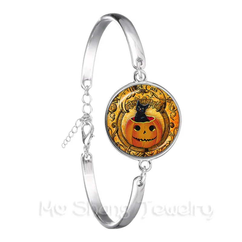 Кошачий питомец винтажный браслет со стеклянным кабошоном животным серебряное