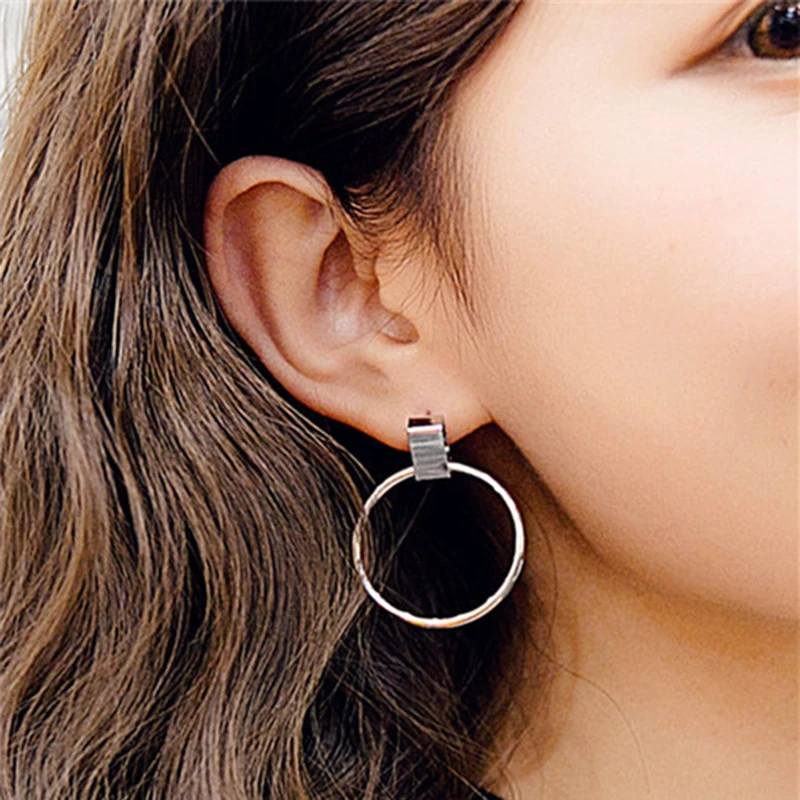 Женские круглые серьги в стиле панк XZP Boucle d'oreille большие висячие с подвеской