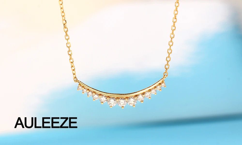 AULEEZE Lucky Smile 0,25 cttw настоящий бриллиант кулон 18 К желтого золота натуральный алмаз ожерелье для женщин вечерние ювелирные изделия