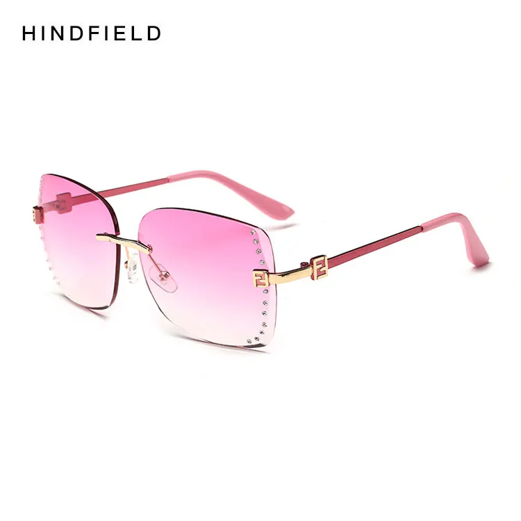 2018 солнцезащитные очки для Для женщин квадратный без оправы алмазные объектив