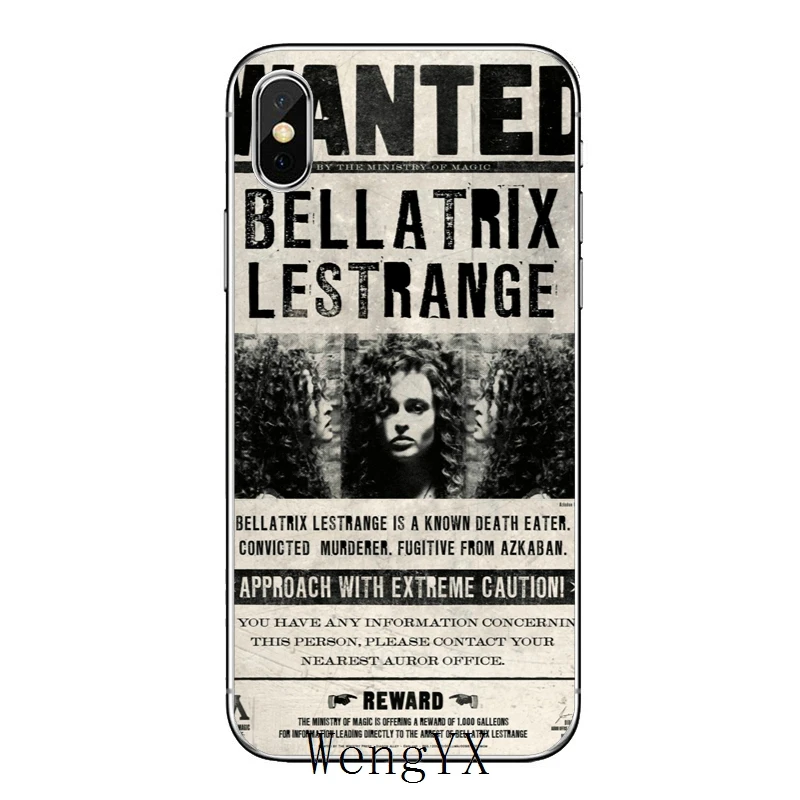 Bellatrix Lestrange Wanted Тонкий Силиконовый ТПУ мягкий чехол для телефона для Apple iPhone 4 4S 5 5S 5c SE 6 6s 7 8 plus X XR XS Max - Цвет: Wanted-A-11