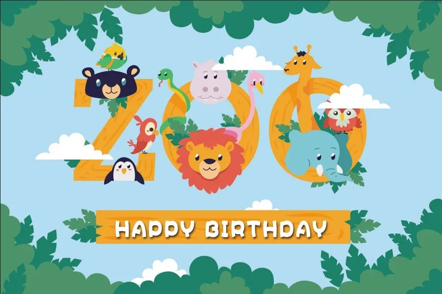 Laeacco Zoo день рождения ребенка мультфильм Животные дерево облако фотографии фоны