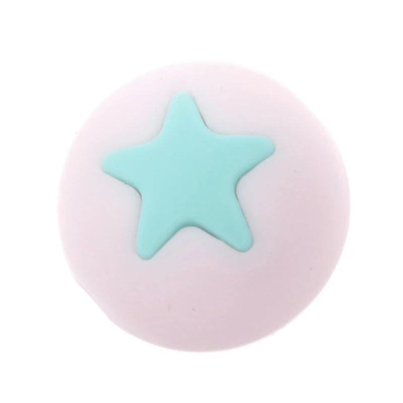 baby pink turquoise 20 шт. полые круглые звезда силиконовая бусины слингобусы изготовление Bpa бесплатно грызунок для младенцев установка Diy зуб кормящих подарки игрушки - Цвет: baby pink turquoise