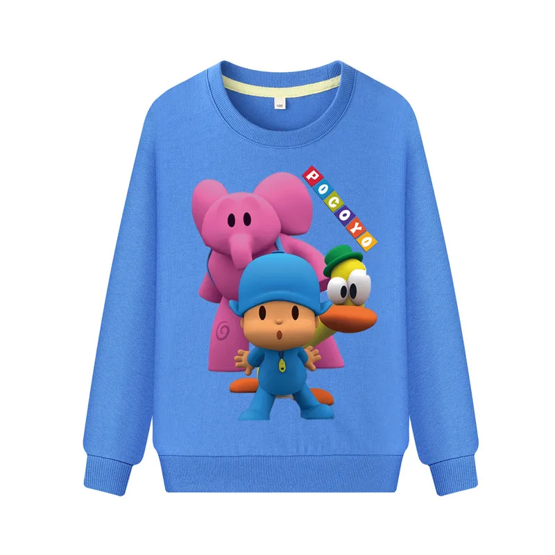 Pocoyo/Детские толстовки с капюшоном; коллекция года; повседневные толстовки с длинными рукавами; Одежда для мальчиков; хлопковый пуловер с капюшоном для девочек; Детский костюм; DZ066
