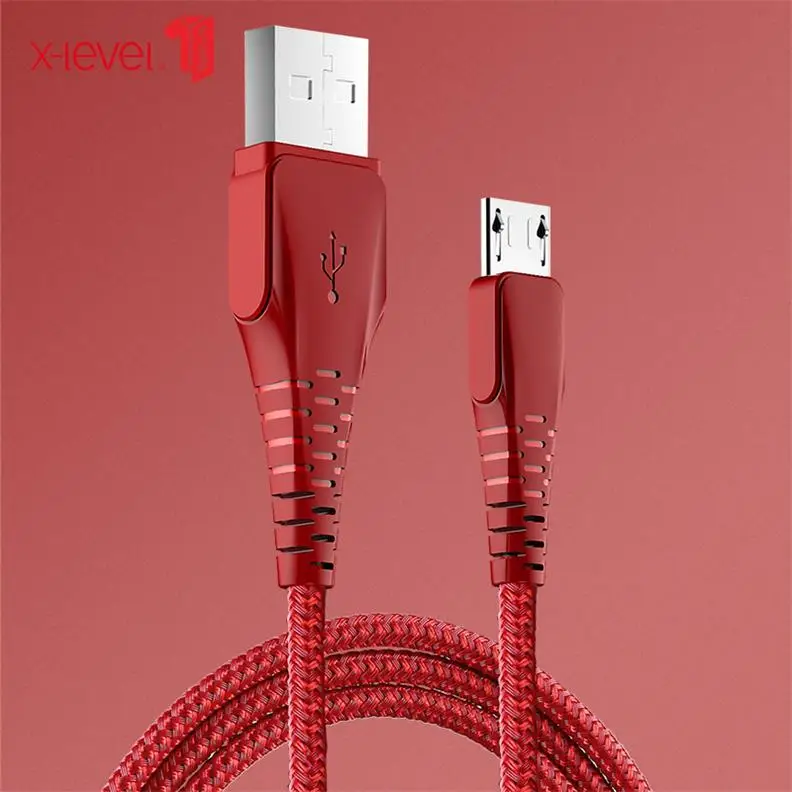 Red XLevel Micro USB кабель 2.0A нейлон Быстрая зарядка USB кабель для передачи данных для samsung Xiaomi LG планшет Android мобильный телефон usb зарядный шнур - Цвет: Red