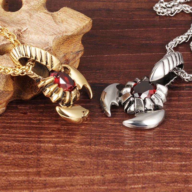 Mixed 2 PCS/LOT Titanium Mens Scorpion Shape Pendant Necklace Steel Chain for Men Accessories | Украшения и аксессуары