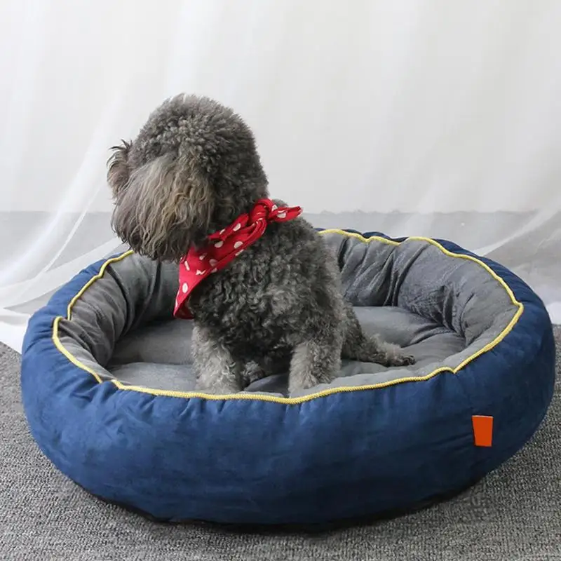 Круглая форма Домашние животные кровать зима мягкая теплая замша кошка гнездо собака питомник кресло для домашних животных дом собака крышка коврики большая корзина собака
