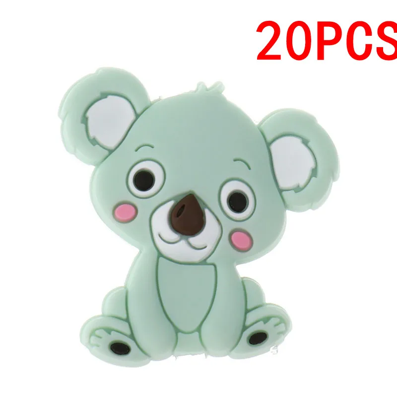Koala mint 20 шт. милый Единорог силиконовые животных Прорезыватель для зубов в форме шариков, не содержащих бисфенола-а при прорезывании зубов Цепочки и ожерелья DIY новорожденных жевательные соски с цепочкой; подарок на нулевой день рождения - Цвет: Koala mint