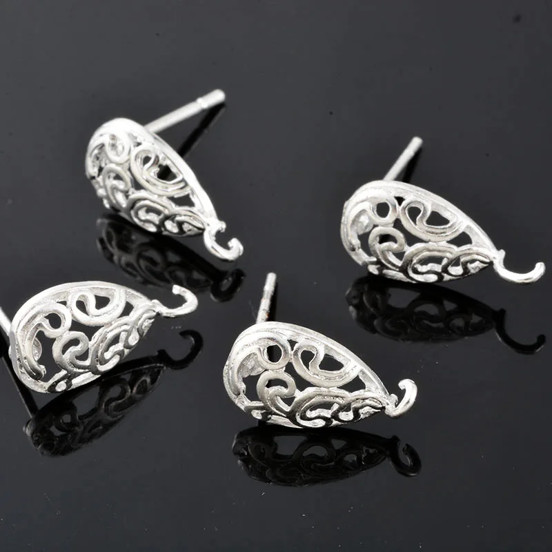 MJARTORIA 10 шт. медные фотоэлементы полые капли воды посеребренные 15x13 мм сделай сам