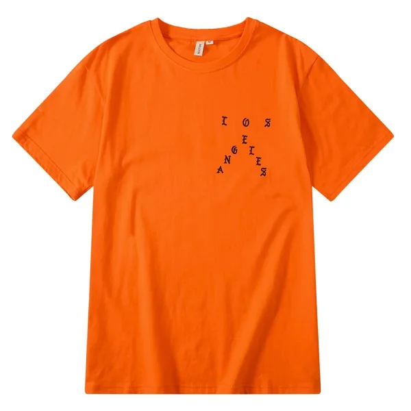 orange QoolXCWear Kanye West Concert, Нью-Йорк, Лондон, Лос-Анжелес, Черная/армейская/зеленая/фиолетовая/оранжевая хлопковая футболка - Цвет: orange