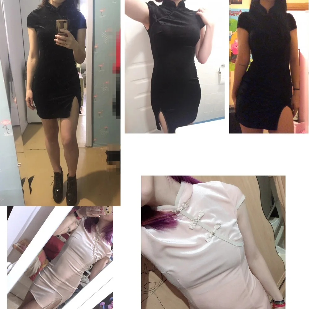Летнее бархатное платье, женское платье, китайское Cheongsam Harajuku, сексуальное платье, обтягивающее платье, готическое, панк, черное, розовое, Vestidos