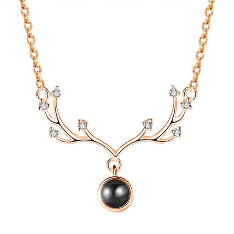 

Fashion Silver Plated Necklace For Girls Choker Jewelry Trendy Rose Gold Sika Deer Penddant Necklace Women Princess Bijou