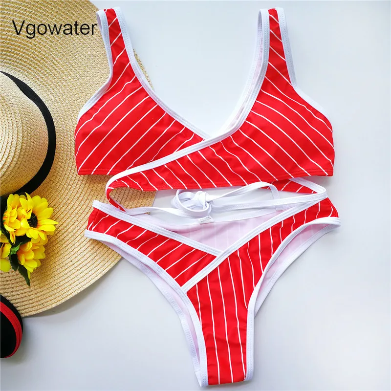 Vgowater 2018 Лето Для женщин Сплошной Цвет комплект бикини сексуальные низкой талией