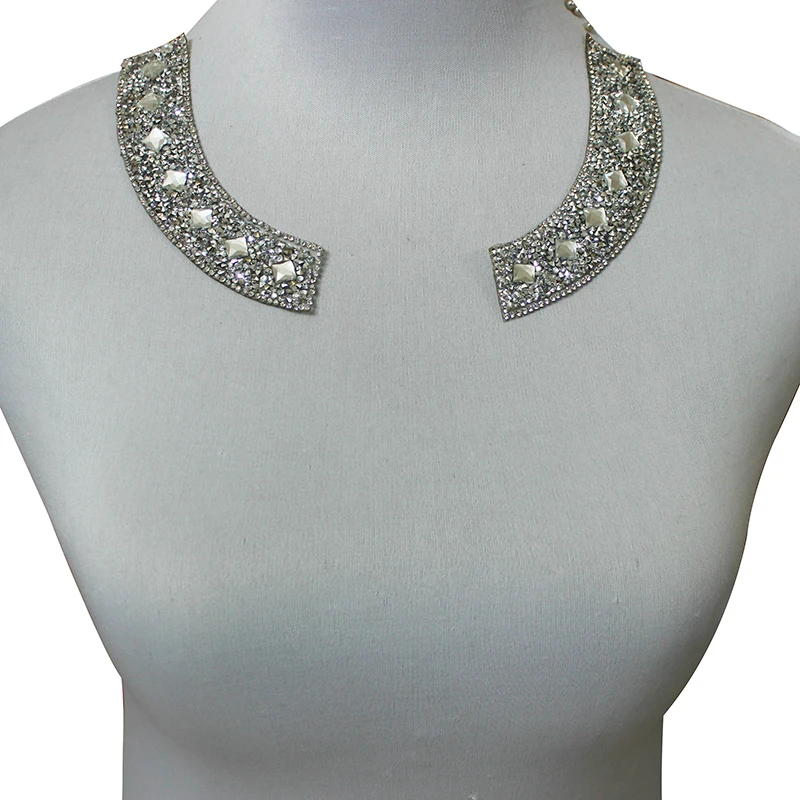 5 пар белых нашивок Стразы с кристаллами патчи на шею воротник свадебные