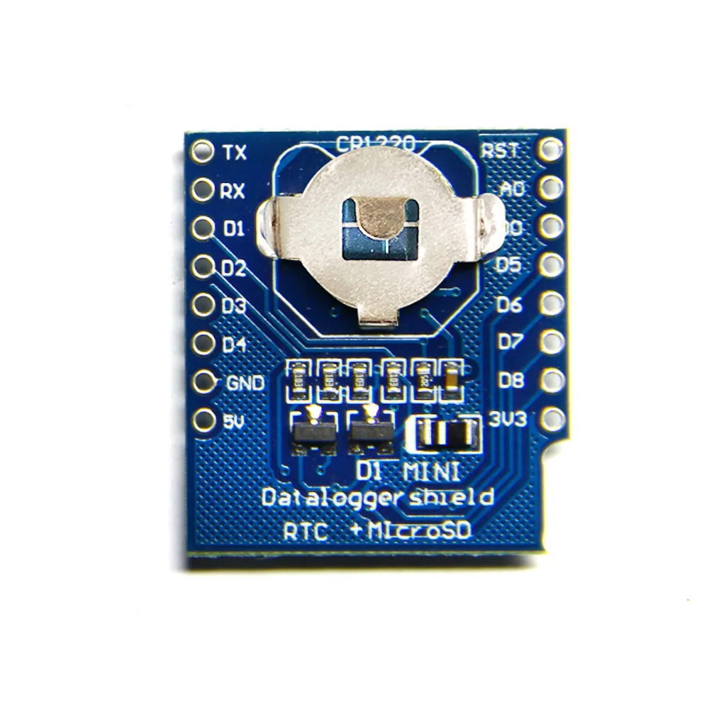 Чехол DataLog для D1 Mini RTC DS1307 с аккумулятором + MicroSD набором штырьков | Электроника
