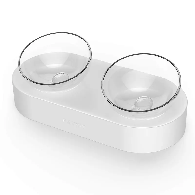 Double bowls PETKIT миска для кормления кошек Fresh Nano 15 градусов регулируемая миска для кормления кормушка для кошек и собак с подставкой Нескользящая для маленьких домашних животных - Цвет: Double bowls