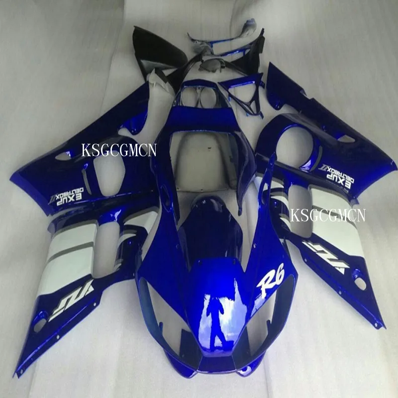 Мотоцикл синий белый обтекатель КУЗОВ комплект для YAMAHA YZF R6 1998 2002 2001 2000 1999 горячая