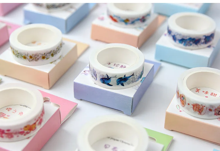 Kawaii морской мир цветок КИТ васи лента декоративная клейкая лента наклейка Скрапбукинг маскирующая лента для офиса школьные канцелярские принадлежности