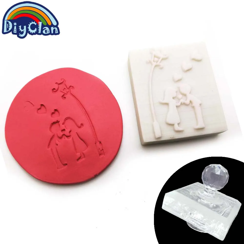 

Влюбленные в мыла печать акриловая кристальная прозрачная ручная работа День Святого Валентина мыльный штамп Z0119QL