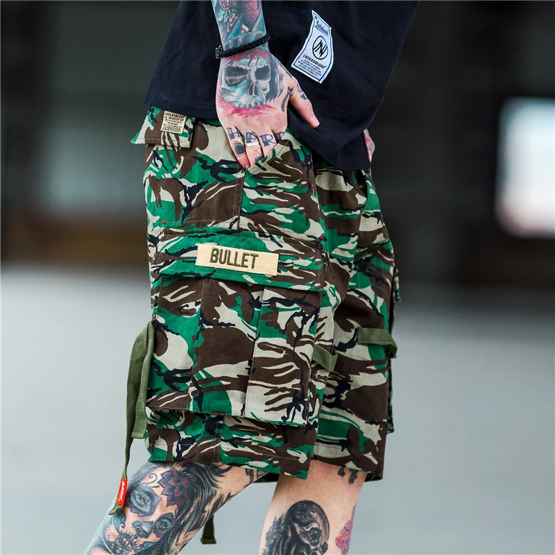Harajuku Camo короткие джоггеры Лето Хип Хоп брюки карго камуфляж Уличная Для мужчин