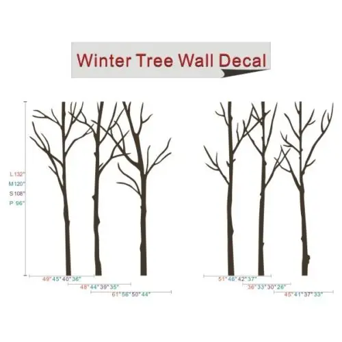 Наклейка на стену с изображением зимнего дерева мотивация изголовье леса