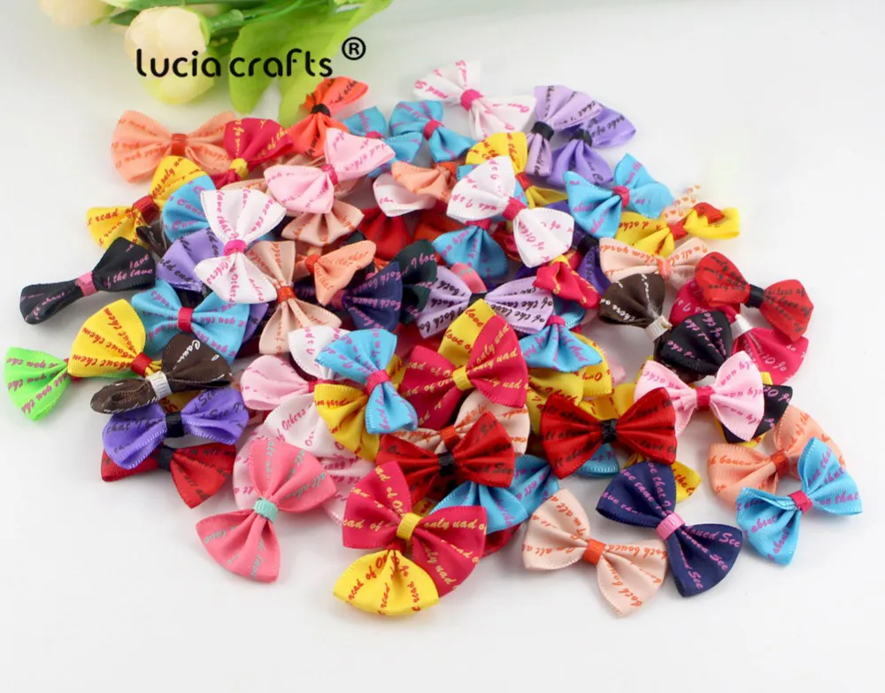 Lucia crafts мульти вариант смешанные цвета горошек банты из органзы Девушки Бутик мини бант для волос Головные уборы DIY ремесло одежды B0807