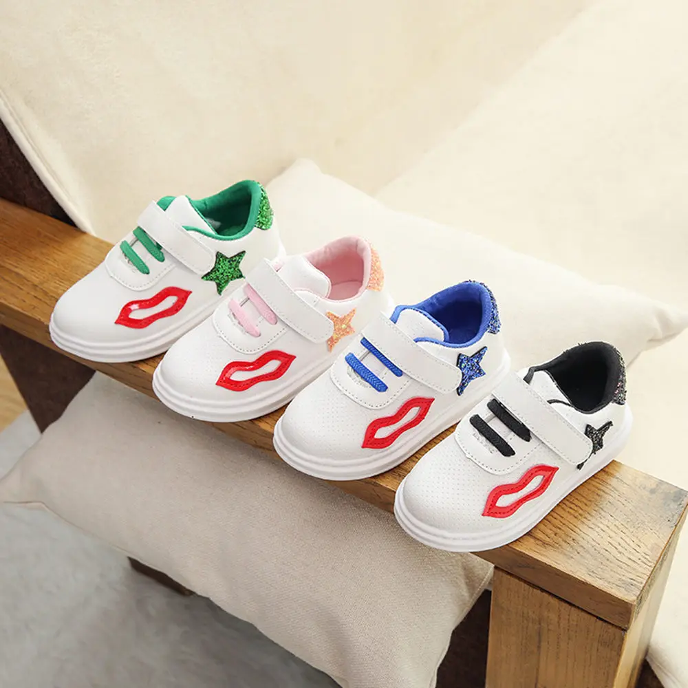 2018 Toddler Baby Glittler Shoe Girl Star White Sneaker Antislip Soft Bottom Kids Casual Flat | Детская одежда и обувь