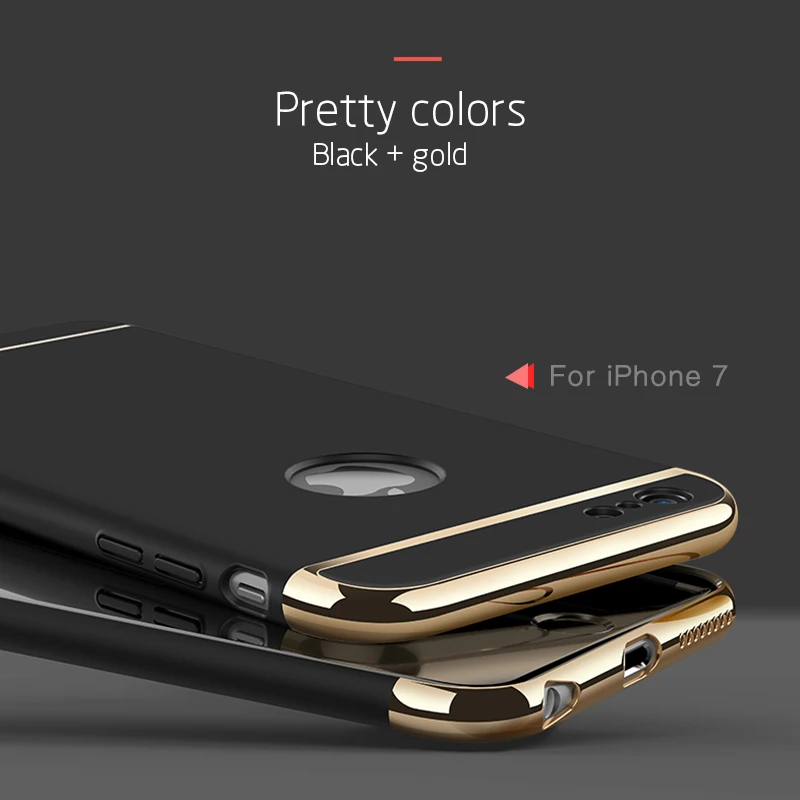 Роскошный Жесткий чехол 3 в 1 из поликарбоната для iPhone 6 s 7 8 Plus X 5 5s SE задняя крышка