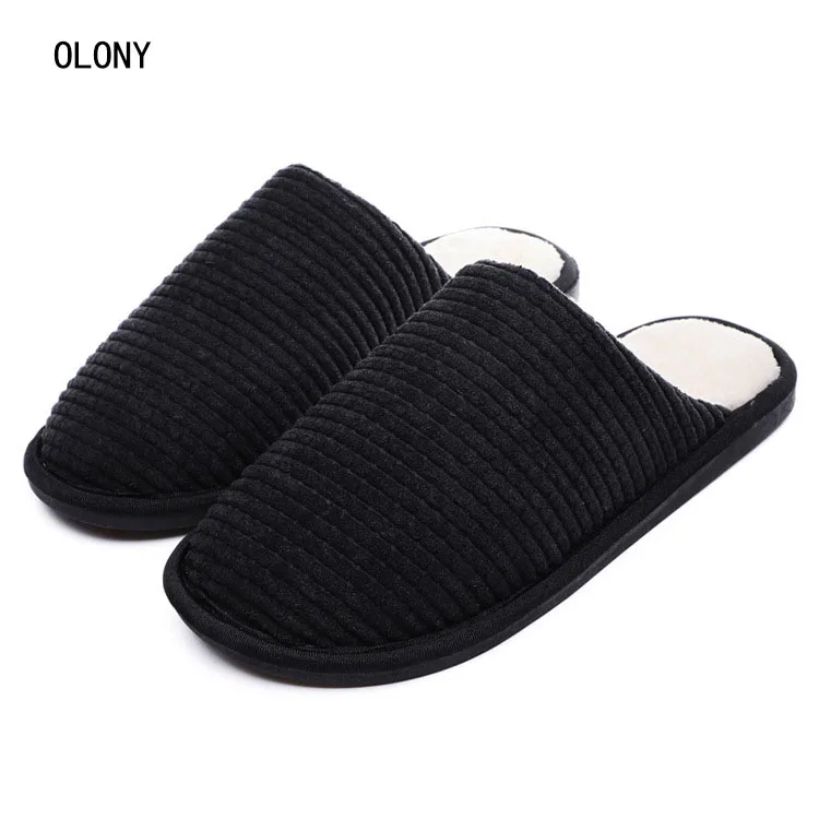 black cotton Зимняя пара кожаных хлопковых тапочек; мужская обувь большого размера; домашние теплые нескользящие тапочки из водонепроницаемого материала; женские шлепанцы - Цвет: black cotton