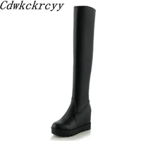 women boots winter new style fashion round head thick bottom sexy black over the knee boots cashmere keep warm winter boots
