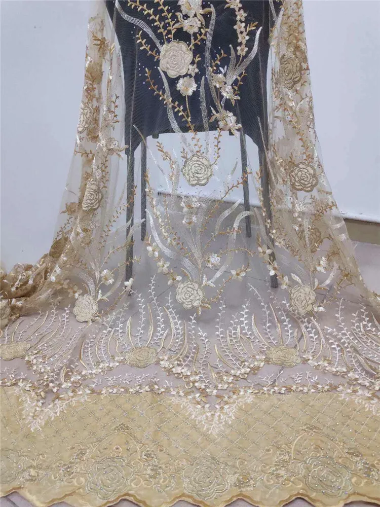 

Nigerian French Lace Fabrics 2019 velvet stones African Tulle Lace Fabric High Quality African Lace Wedding Fabric For Dress