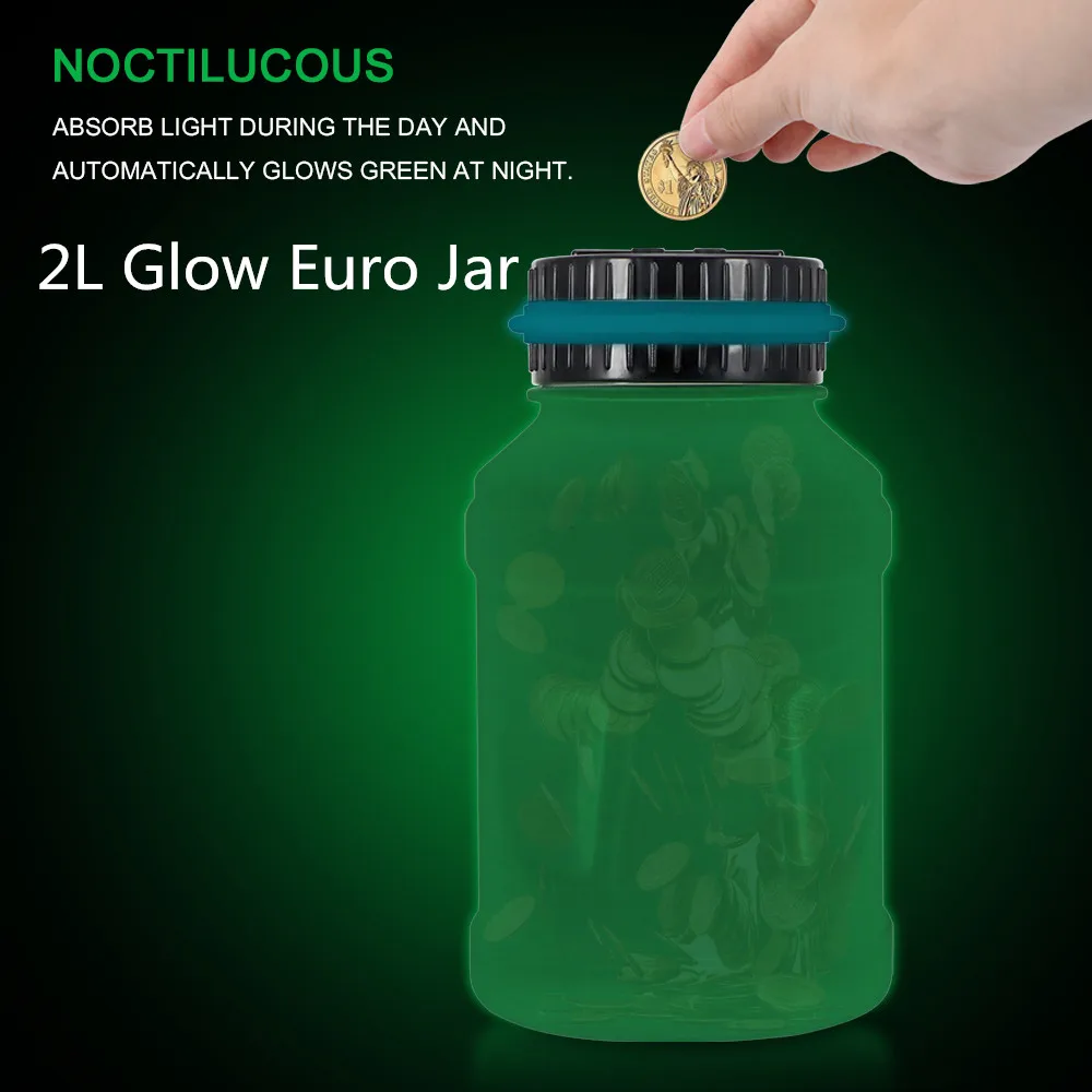 2LGlow Euro Jar Houkiper Копилка счетчик монет электронный цифровой ЖК-подсчет монет для экономии денег коробка банка коробка для хранения монет для евро долларов США - Цвет: 2LGlow Euro Jar