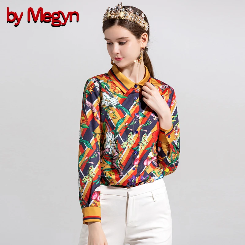 По Megyn летняя блузка женская мода Бабочка Цветочный змеиный принт блузки с