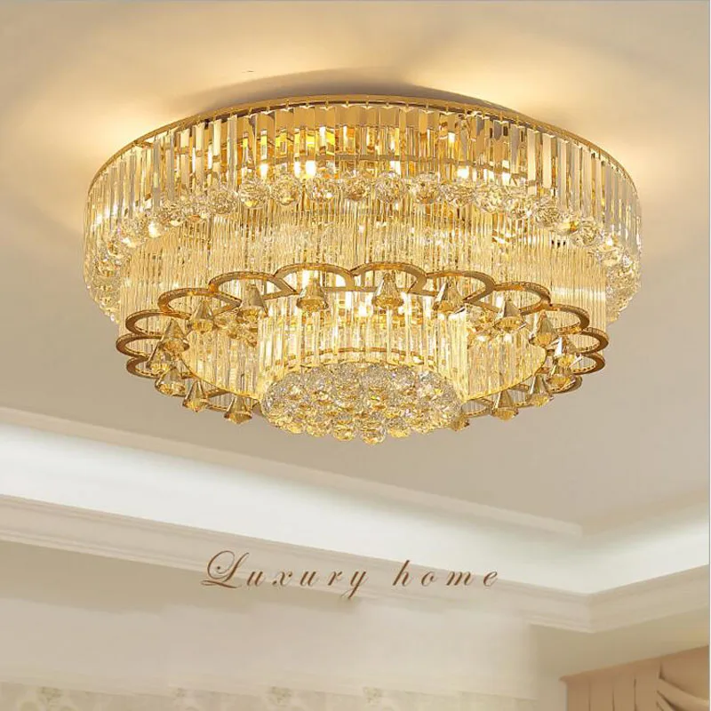 

Crystal lamp living room lights atmospheric luxury golden round crystal ceiling lamp led bedroom lamp lighting lamps fixture
