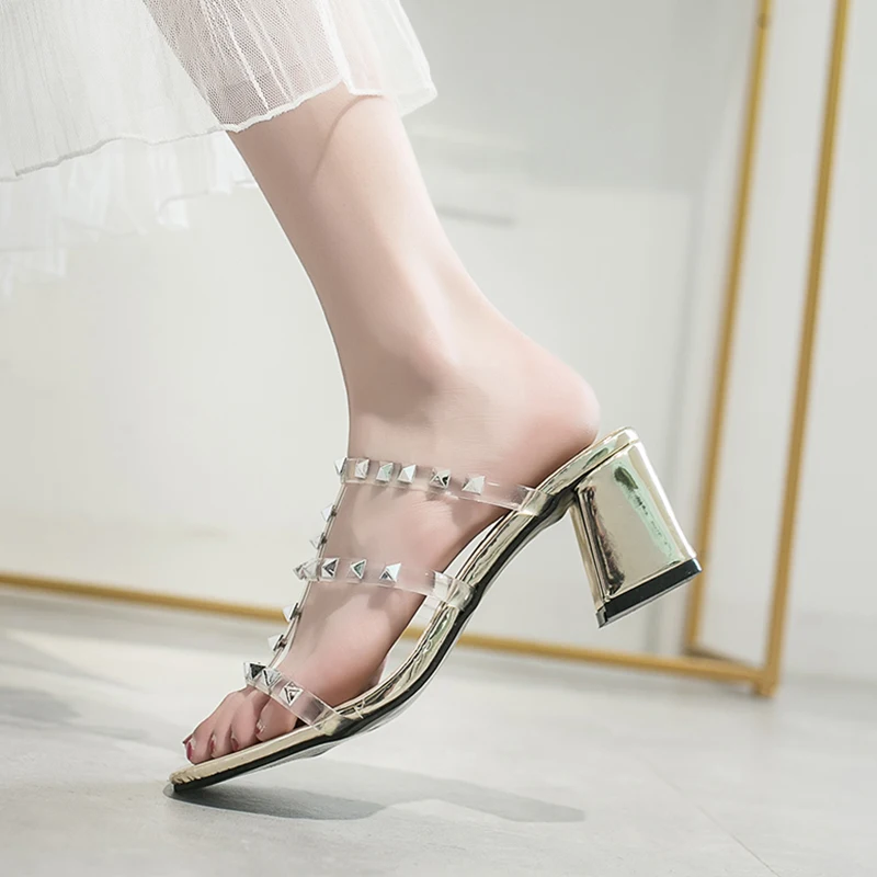 Летние Прозрачные Пляжные шлепанцы женская обувь Вьетнамки цельный Кристал