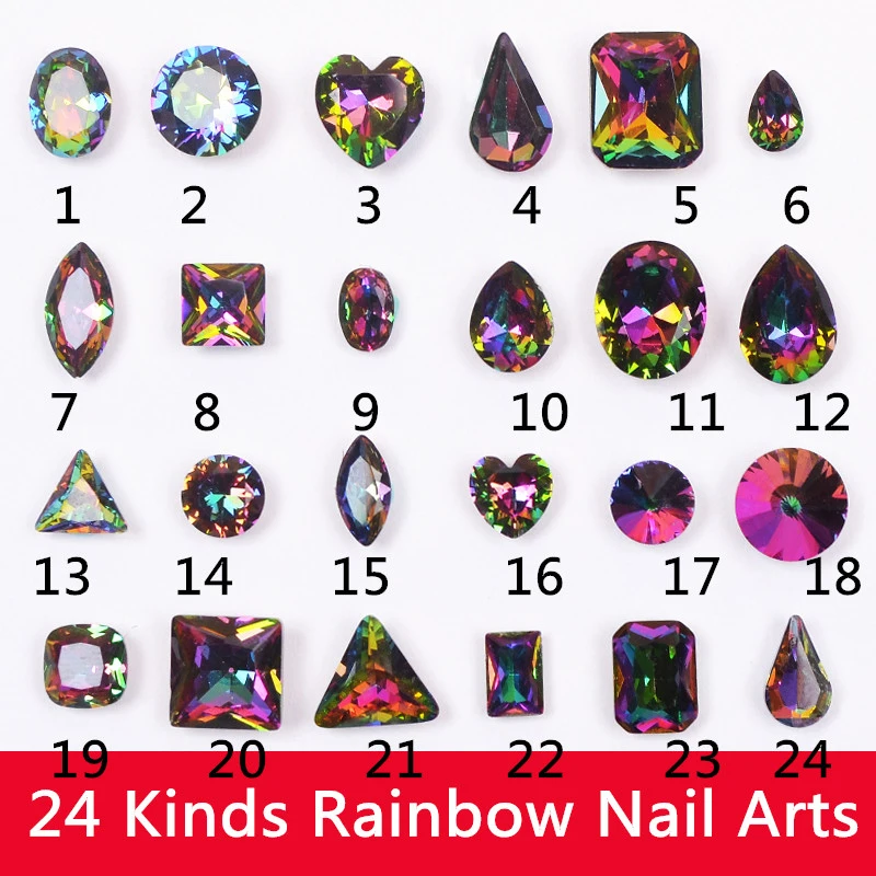 

Quality Promise 100pcs Rainbow Stones Crystal 3D Nail Bows Art Decorations with Rhinestones Nail Jewelry Supplies