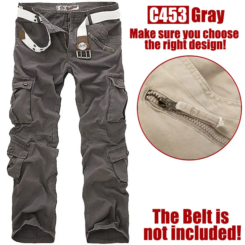 C032 Gray Стиль, модные мужские бриджи, мужские хлопковые комбинезоны, Мужская рабочая одежда, брюки для отдыха, мужские военные штаны, брюки-карго, размер 28-42 - Цвет: C032 Gray