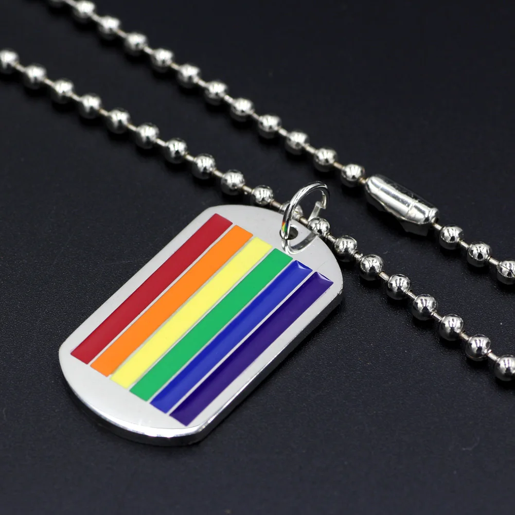Youe shone классический флаг ЛГБТ из нержавеющей стали Радуга собака тег геев и