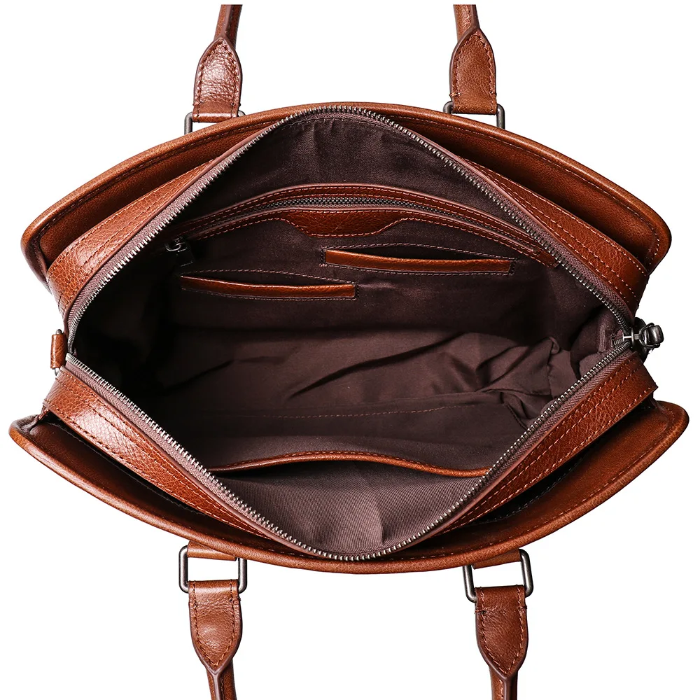 Мужской портфель из натуральной кожи коричневый через плечо 14 дюймов | Багаж и