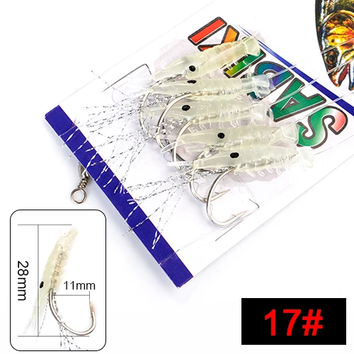 008-3pack FISH KING Sabiki мягкие установки 3 шт.(15 шт.) рыболовный крючок светится в темноте светящаяся мягкая креветка приманка Джиги приманка искусственная приманка червь приманки - Цвет: 008-3pack