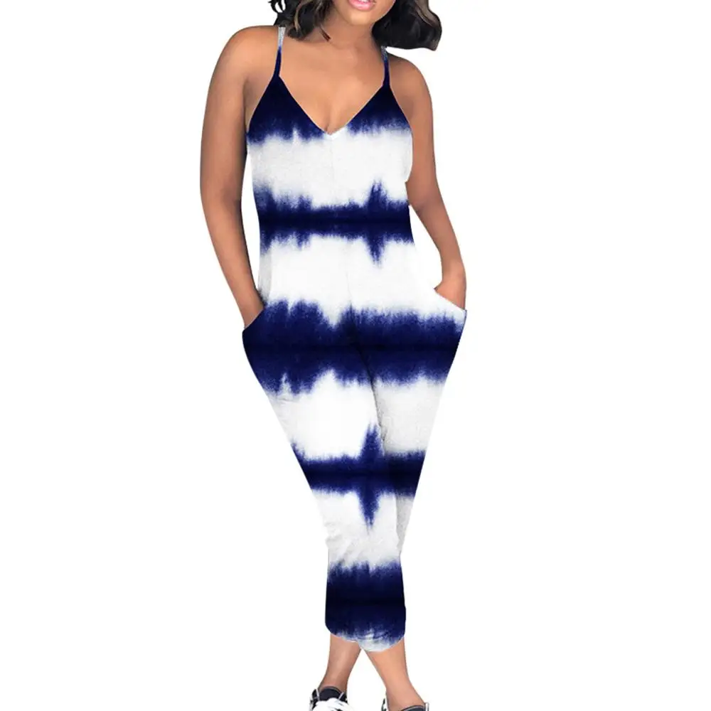 

2019 New Sporting Jumpsuit Sexy Sleeveless Striped Bodysuit Backless Casual Hot SaleFitness Women Long Jumpsuit High Quality JJ5