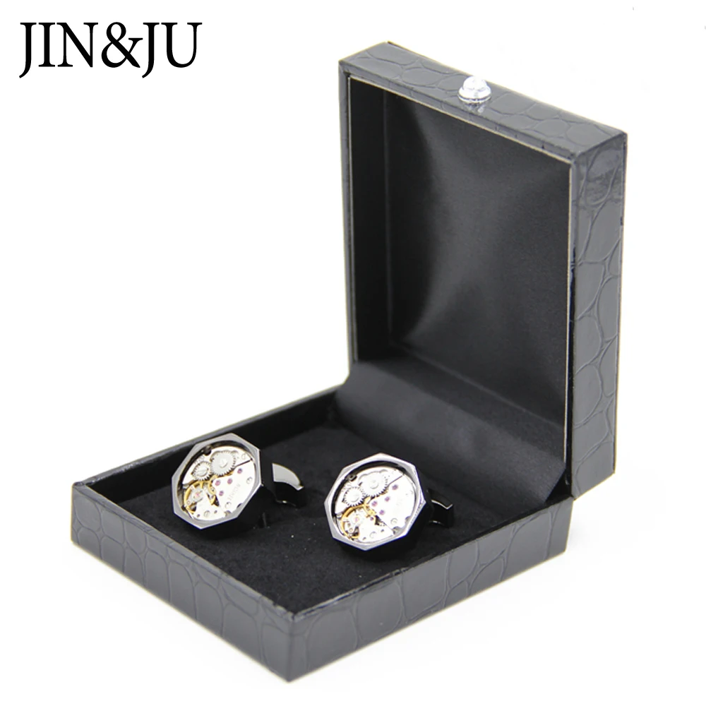 JIN& JU, черная коробка для запонок, 30 шт./лот, высокое качество, имитация кожи аллигатора, коробка для запонок, ювелирный чехол для переноски(без манжет
