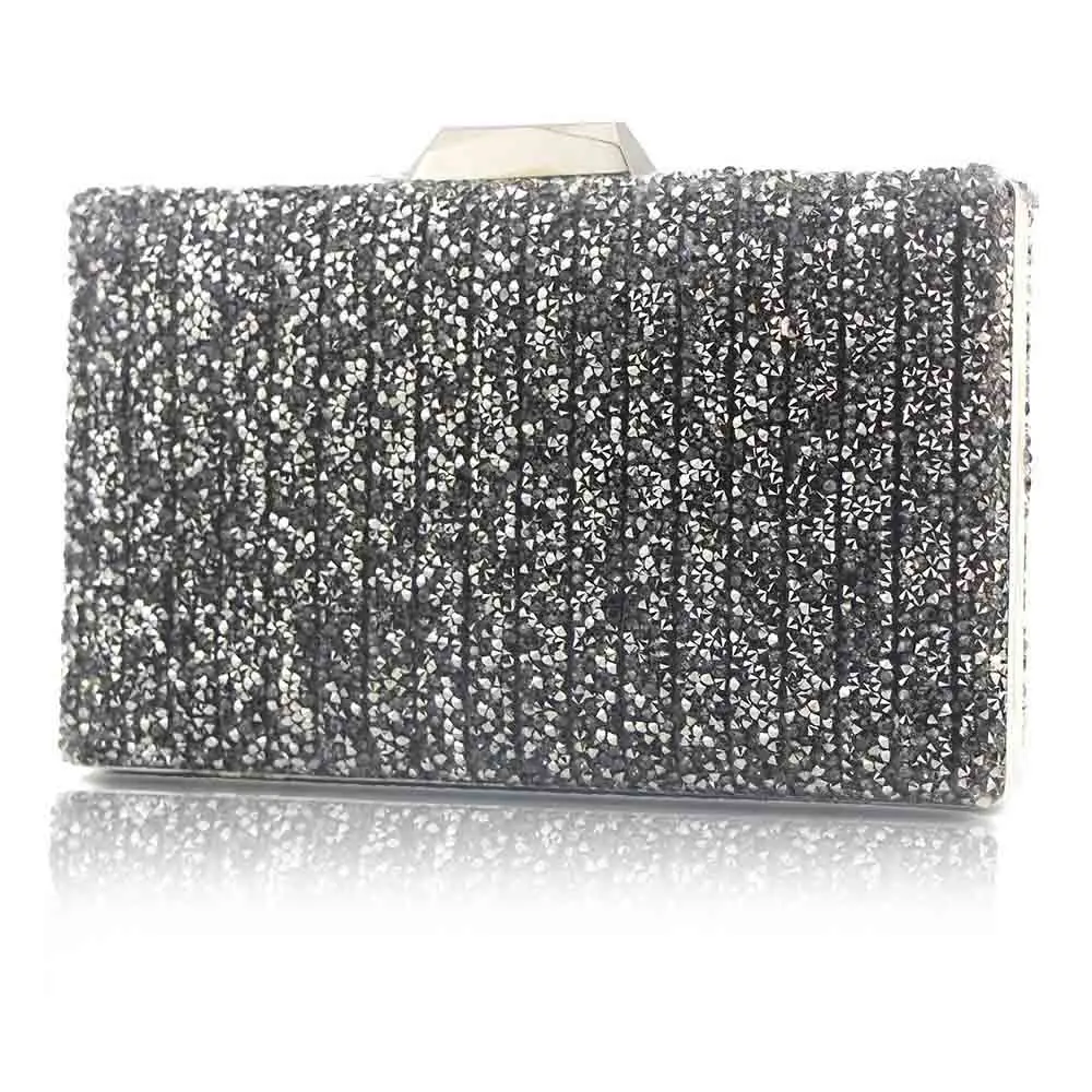 Двухсторонняя блестящая вечерняя сумка с бриллиантами квадратный клатч модная