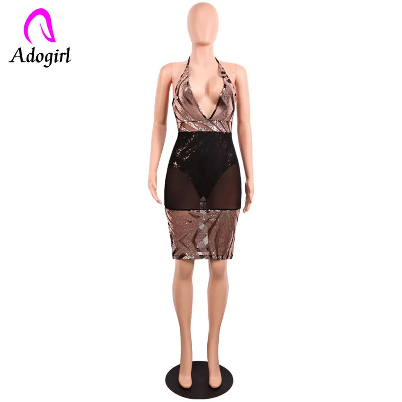 Adogirl Ночная сорочка с глубоким V образным вырезом и прозрачными бусинами