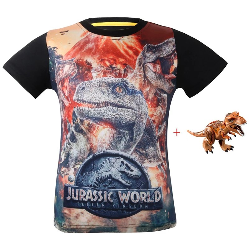 Tee-Toy Из фильма «Парк Юрского периода»; 2 футболка-динозавр детские шорты Футболки Детская летняя футболка для мальчиков-подростков из дракон, футболка для мальчиков с рисунком по мотивам От 3 до 9 лет - Цвет: Tee-Toy