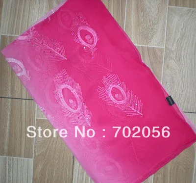 

Шарф из 100% шелка со стразами и перьями павлина, шаль, шарф 180*55 см, великолепные смешанные цвета, 5 шт./лот #3040