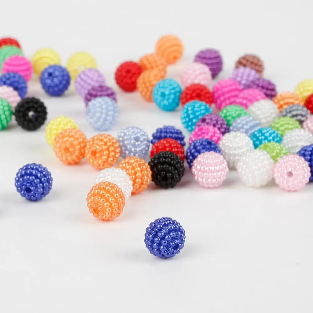 

50pcs/lot 10mm Acrylic Bayberry Beads Imitation pearls Round Loose Beads Fit Europe Beads For Jewelry Making DIY Accessories