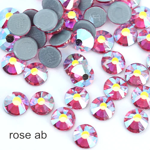 rose ab Высокое качество, Красочные стразы, стразы для горячей фиксации, стеклянные стразы с плоским основанием, стразы для украшения одежды F0104 - Цвет: rose ab