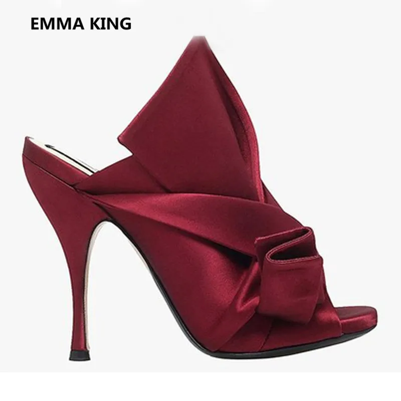 Emma king/Роскошные Дизайнерские вечерние свадебные шлепанцы с бантиком женские